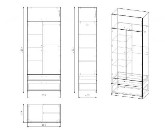 Приставка-стеллаж Твой Стиль + шкаф Твой Стиль  от Династия Kids