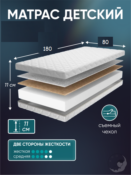 Матрас Эко ППУ + Кокос 180х80 высота 11 см