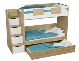 Кровать-чердак Мозаика+кровать Двушка (левая) Вяз швейцарский 190х90