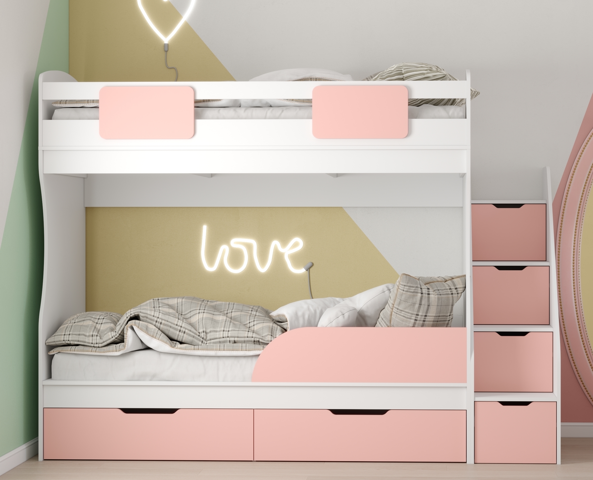 Кровать двухъярусная Дуэт (белый + айскрим) 180х80