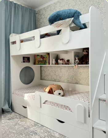 Двухъярусная кровать Фортуна 200х90 (цвет белый) от Династия Kids