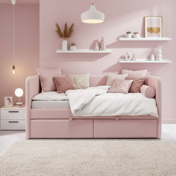 Мягкая кровать Эрмика 80х190 (велюр Тедди 325)