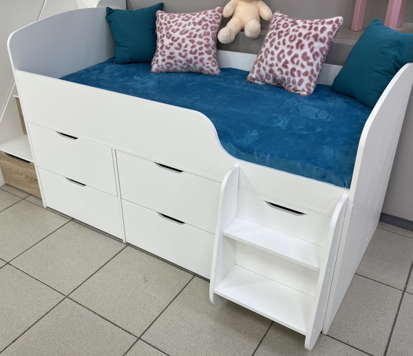 Кровать-чердак Малыш 7 (цвет белый) 160х80 от Династия Kids