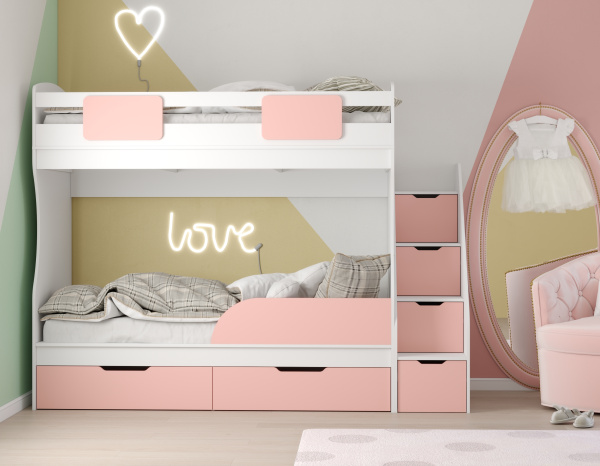 Кровать двухъярусная Дуэт (айскрим+белый) 