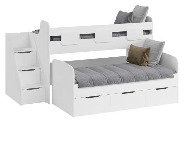 Двухъярусная кровать Городок (цвет белый) 190х90