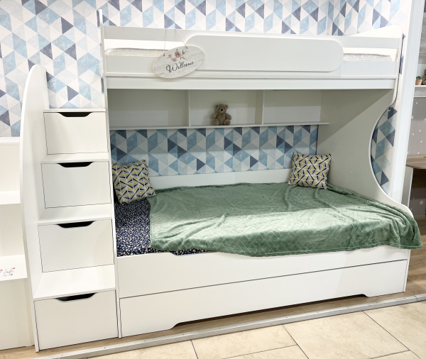 Кровать 3-х ярусная Биг (цвет белый) 120х200 от Династия Kids