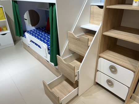 Кровать двухъярусная Фортуна 190х80 (дуб сонома + белый)  от Династия Kids