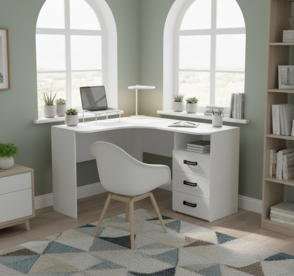 Стол угловой коллекции Престиж с 3 ящиками 