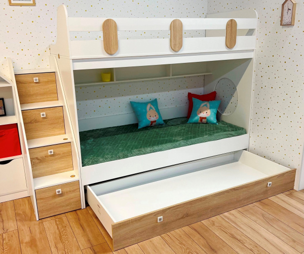 Кровать Фортуна-3 (белый+дуб сонома) 190х80