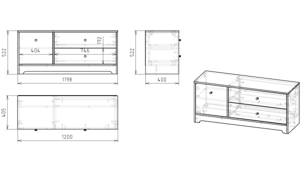 Тумба-комод 120 см Норд (цвет белый)  от Династия Kids