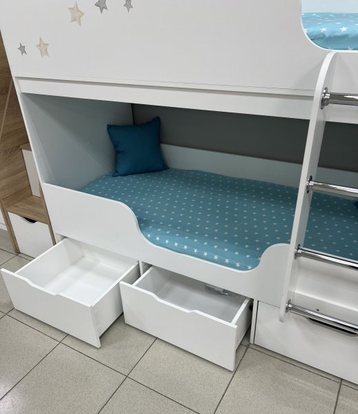 Кровать 2-х ярусная Малыш Двойняшка (лестница слева) 180х80 от Династия Kids