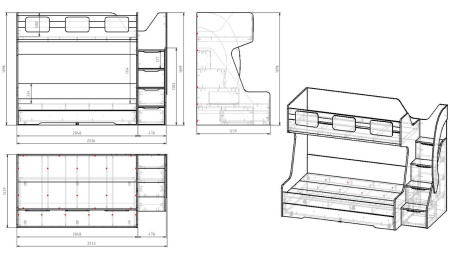 Кровать МЕГА ПРЕМИУМ (дуб каньон+белый) 120х200