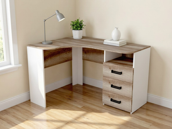 Стол угловой Твой Стиль с 3 ящиками (без принта)