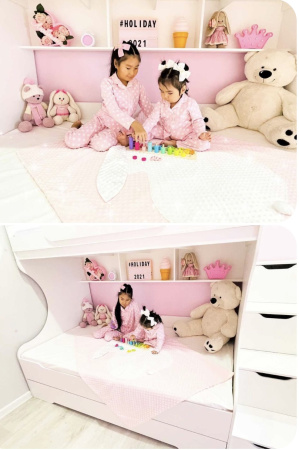 Кровать БИГ с доп.спальным местом (цвет белый) 120х200 от Династия Kids