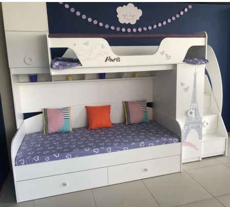Кровать-чердак 190х80 коллекции Модница 4 New  от Династия Kids