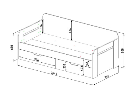 Кровать Стиль 200х90  от Династия Kids
