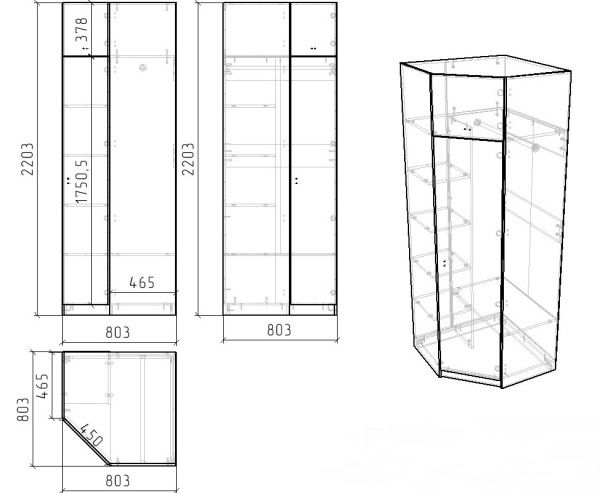 Шкаф угловой коллекции Твой Стиль от Династия Kids