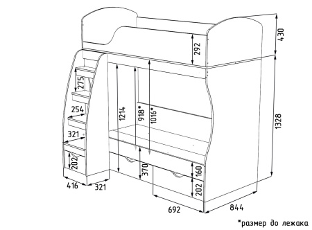 Кровать 2-х ярусная коллекции Анита 180х80 от Династия Kids
