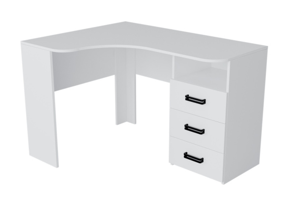 Стол угловой Престиж с 3 ящиками (цвет белый) от Династия Kids