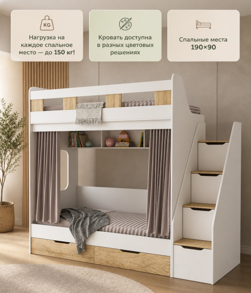 Двухъярусная кровать Твинс 190х90 от Династия Kids