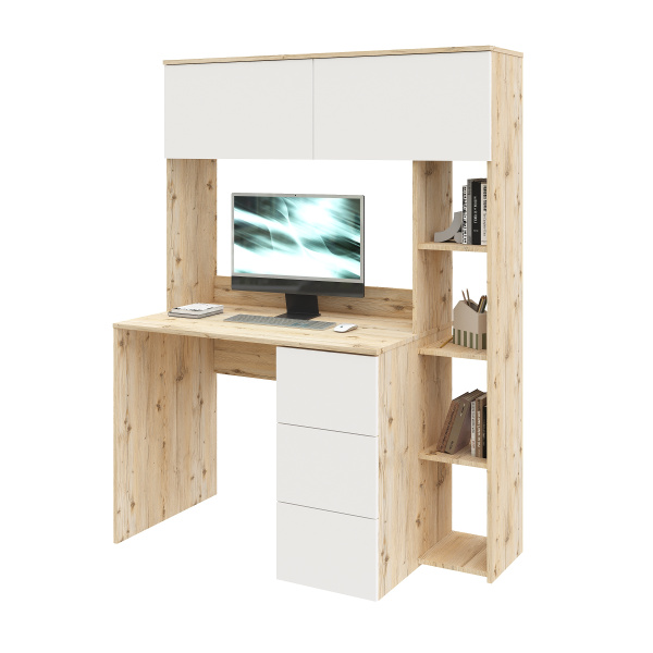 Стол Ритм 1250 мм (гаскон пайн + белый). Левый/правый