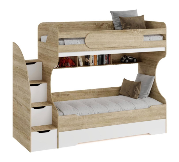 Кровать БИГ 200х90 (дуб сонома + белый) 