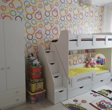 Двухъярусная кровать Фортуна (лестница слева) Цвет: белый 180х80 от Династия Kids