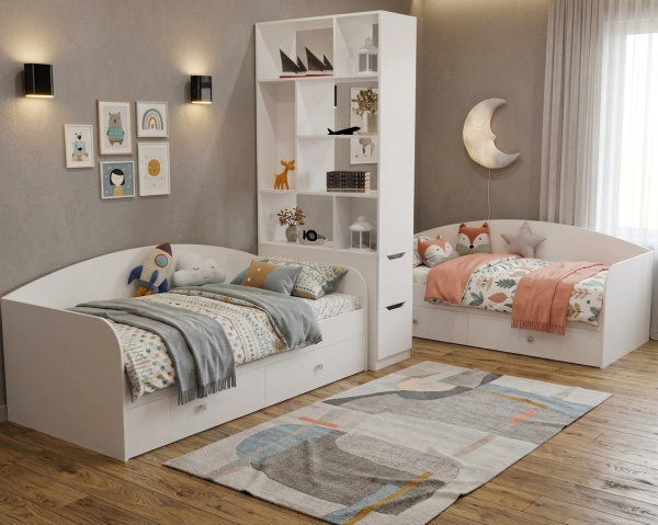 Стеллаж-перегородка + кровати коллекции Умка 