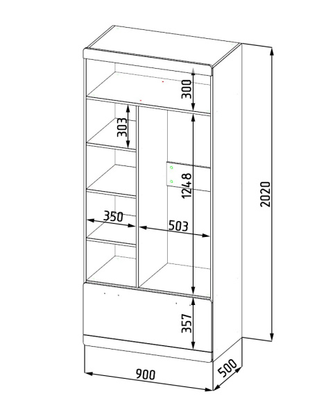 Шкаф-1 коллекции Лайт New  от Династия Kids
