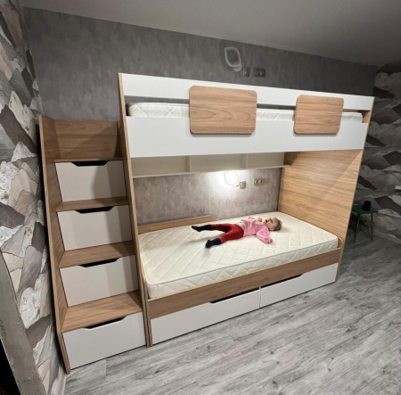 Кровать-чердак Мозаика + кровать Мозаика 190х90 от Династия Kids