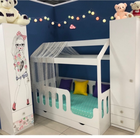 Кровать домик Теремок 160х80 с ящиком  от Династия Kids
