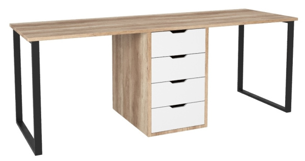 Стол Дуэт 1800 мм (дуб каньон + опоры черные)