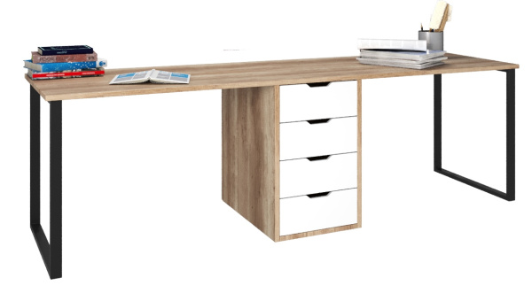 Стол Дуэт 2400 мм (дуб каньон + опоры черные)