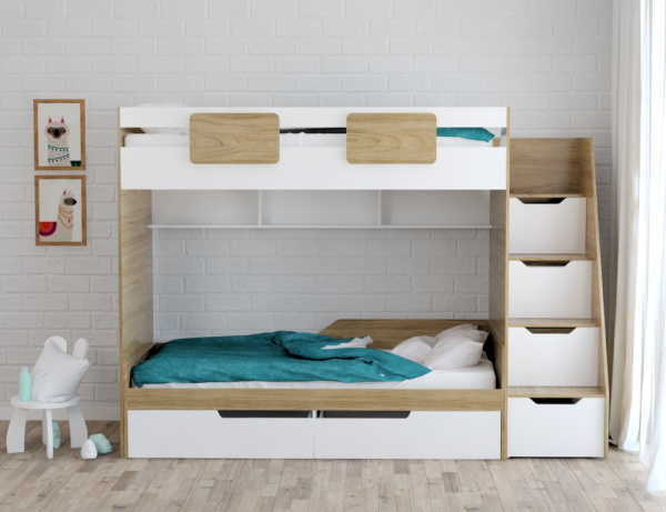 Кровать-чердак Мозаика + кровать Мозаика 190*90