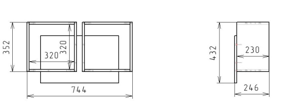 Полка настенная Квадрат-2 (дуб каньон+белый) 744 мм от Династия Kids