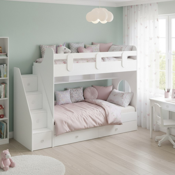 Кровать двухъярусная Фортуна-2 (цвета разные) 180х80 с бортиком от Династия Kids