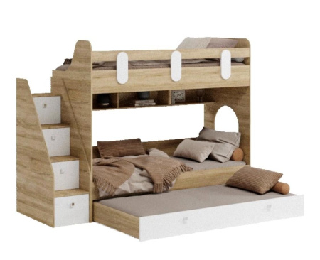 Кровать Фортуна-3 (корпус белый + фасады дуб сонома) 190*80 от Династия Kids