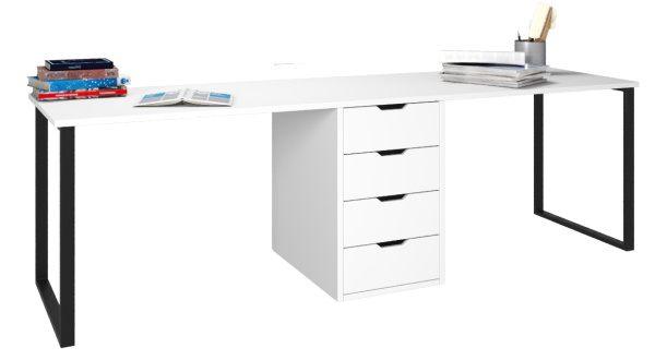 Стол Дуэт 2400 мм (белый + опоры черные)