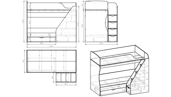 Кровать 200х90 Умка-3 (цвет белый)  от Династия Kids
