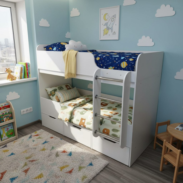 Двухъярусная кровать Малыши Двойняшки 180х80 (цвета разные)