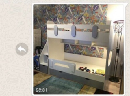 Двухъярусная кровать Фортуна (правая) Серебро+белый 180х80 от Династия Kids