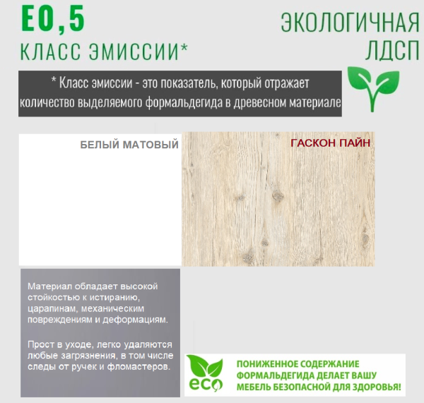 Стол Ритм 1250 мм (гаскон пайн + белый). Левый/правый от Династия Kids