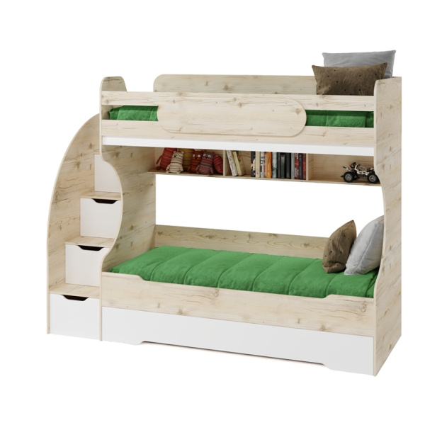 Кровать БИГ 200х120 (гаскон пайн+белый)  от Династия Kids