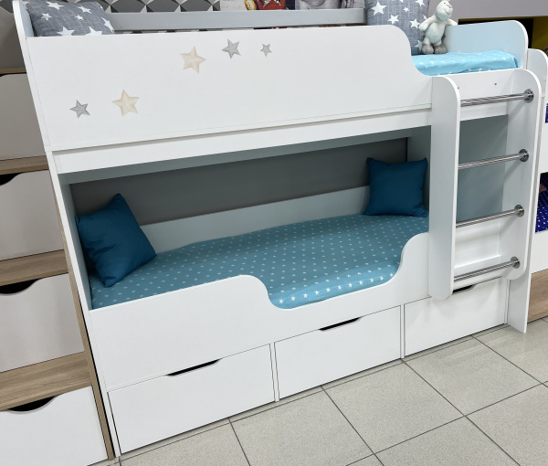 Кровать 2-х ярусная Малыш Двойняшка (лестница слева) 180х80 от Династия Kids