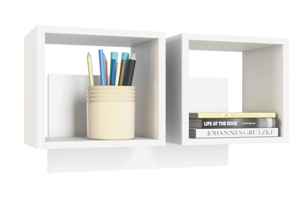 Полка настенная Квадрат-2 (цвет белый) 744 мм