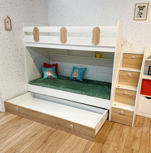 Кровать трехъярусная Фортуна-3 (лестница справа) от Династия Kids