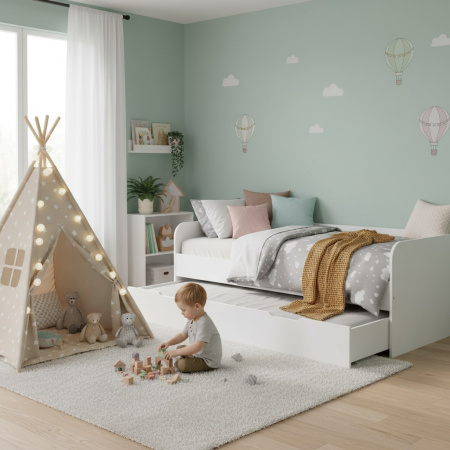 Кровать 2-х ярусная выкатная 190х90 Дабл (дуб золотистый + белый)  от Династия Kids