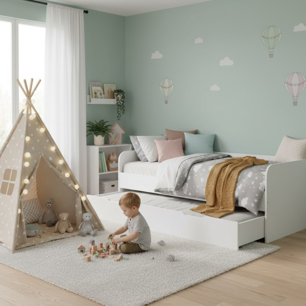 Кровать 2-х ярусная выдвижная Дабл 190х90 (цвета разные) от Династия Kids