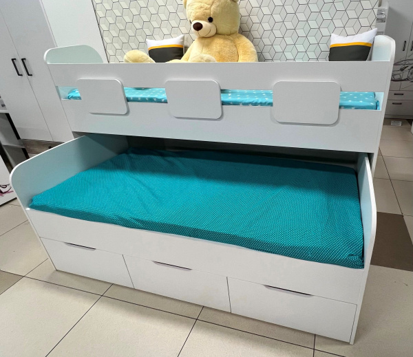 Кровать двухъярусная Городок (цвет белый)