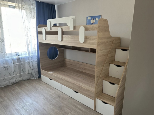 2-х ярусная кровать Фортуна (корпус дуб сонома + фасады белые) 180*80 от Династия Kids